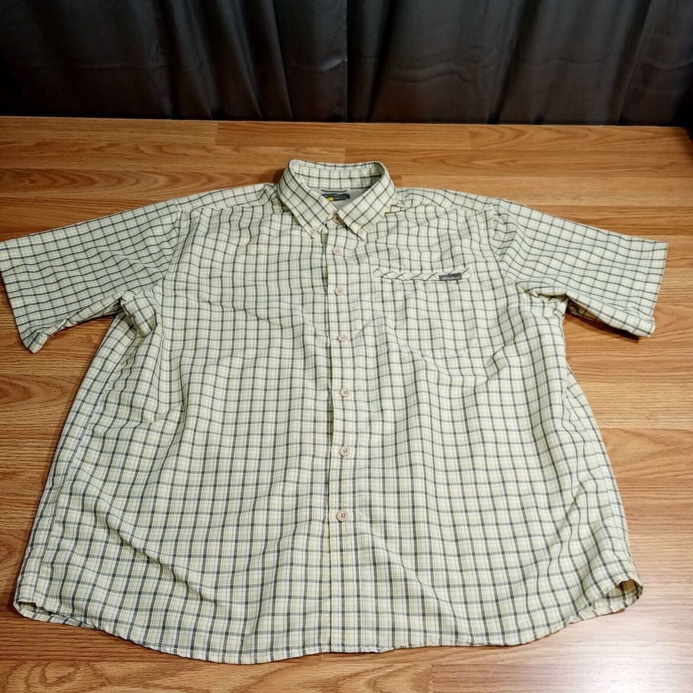 Eddie Bauer Vented Shirt Mens Sz XL Poly/Nylon Plaid Short Sleeve Button‎ Down - Picture 2 of 11